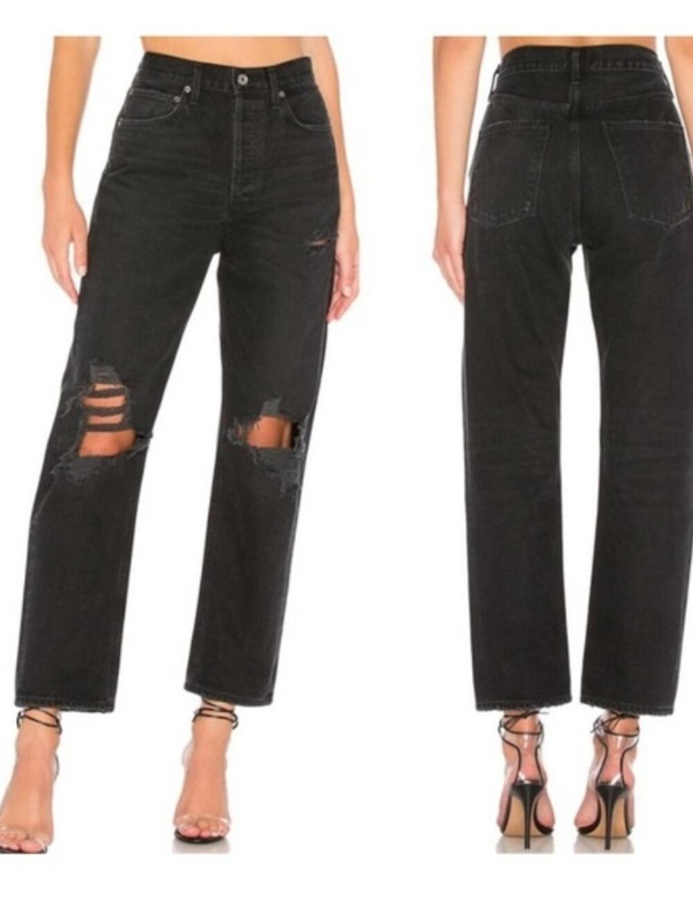 NWOT Agolde 90's Jean High Rise Straight Leg Button Fly 100% Cotton Black Sz 36